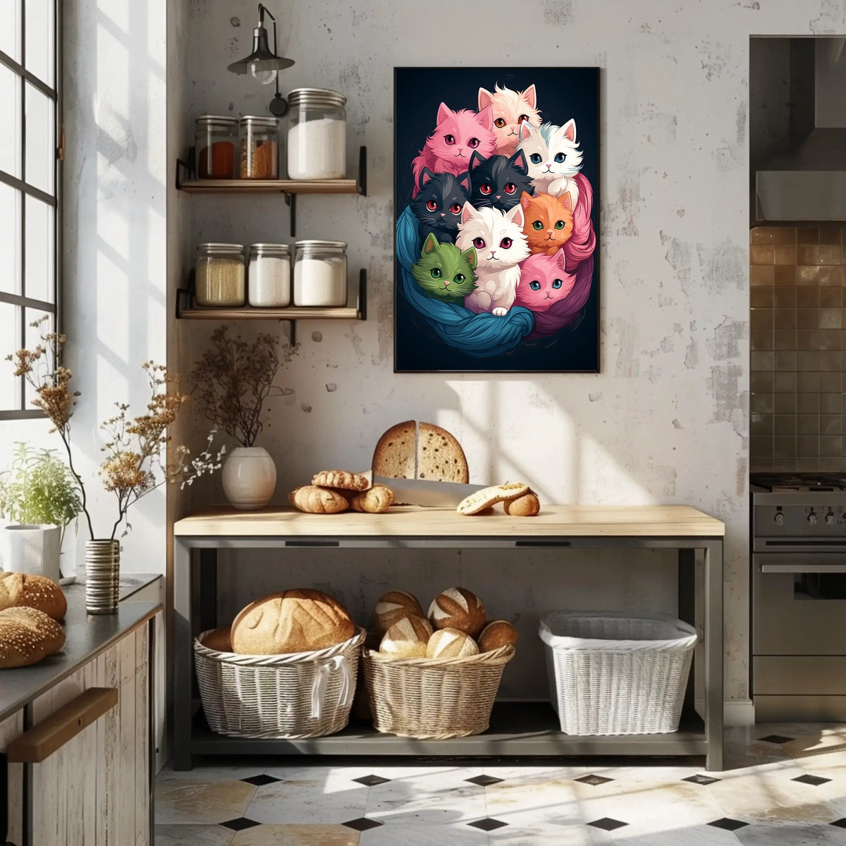 Colorful Kittens In A Cozy Nest Poster