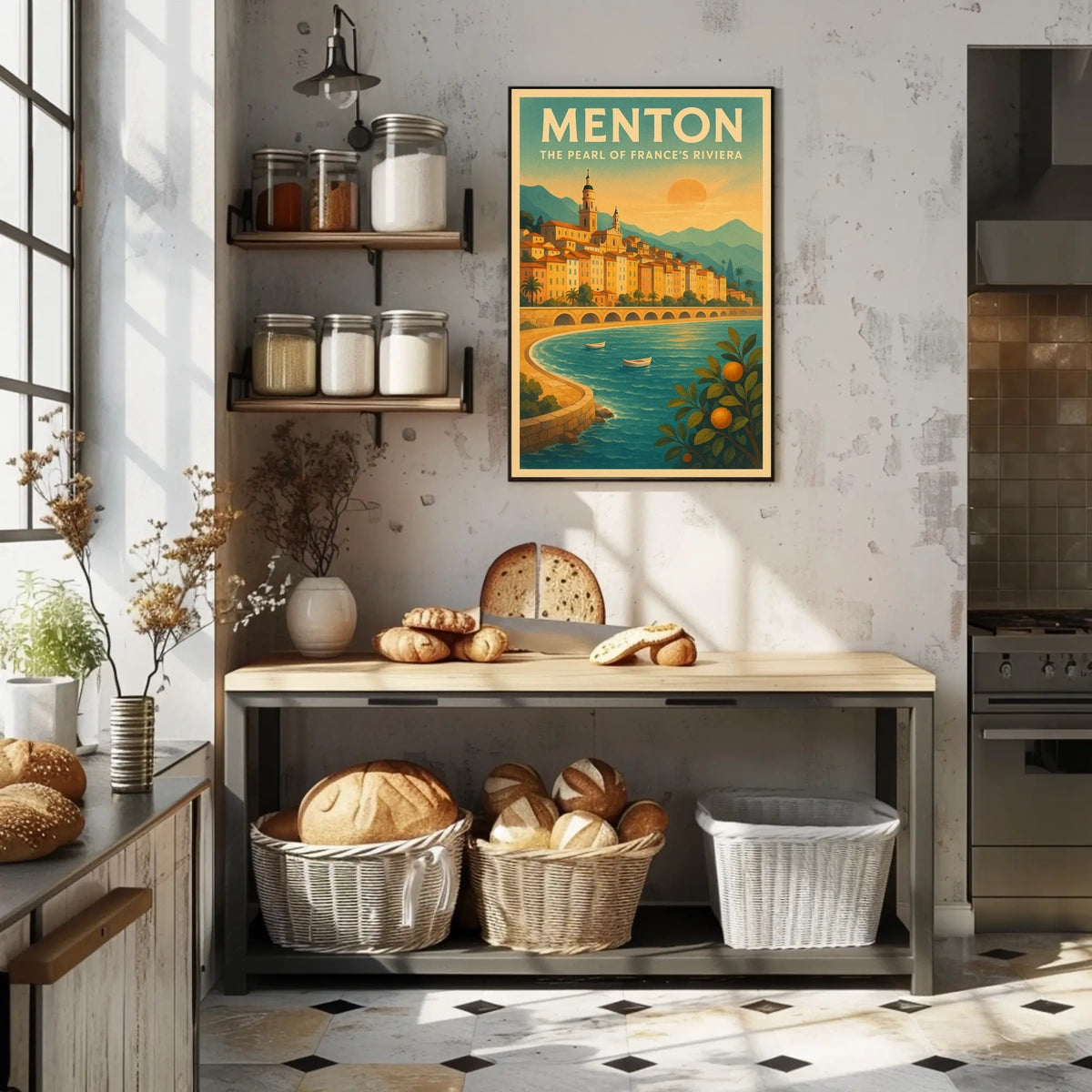 Menton Riviera Vintage Travel Poster: Coastal Elegance