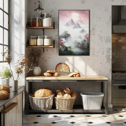 Serene Mountain Landscape in Timeless Artistic Poster