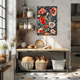 Vibrant Poppies Botanical Floral Poster Art Print