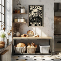 John Quincy Adams 6th President of the United States B & W Comic Sketch Poster