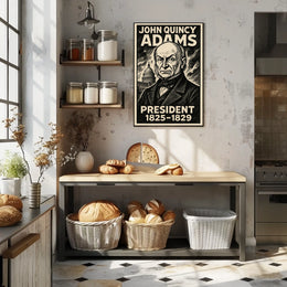 John Quincy Adams 6th President of the United States B & W Comic Sketch Poster