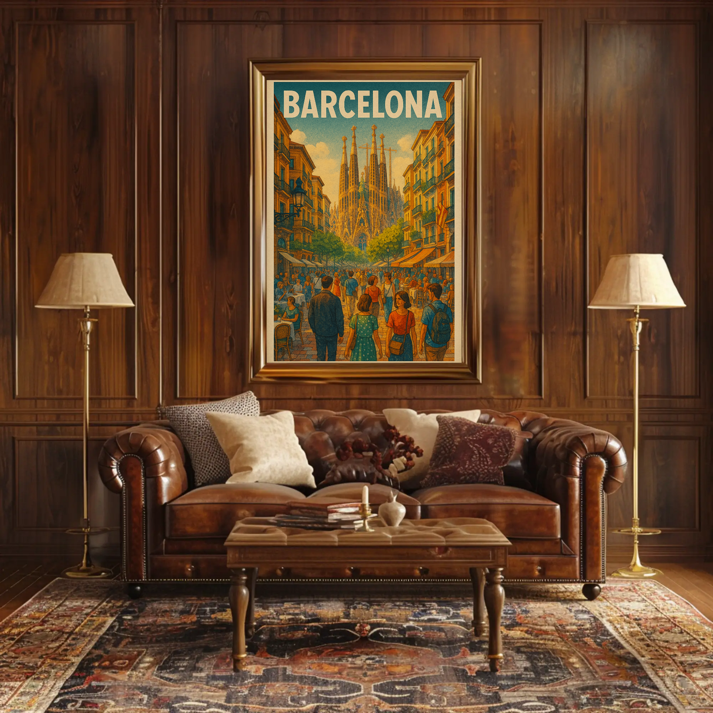 Barcelona Sagrada Familia Street Travel Poster