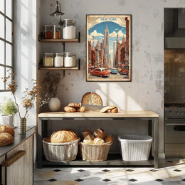 Mid Century New York Cityscape Poster Vintage Wall Art