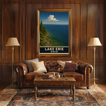 Lake Erie Ohio Rocky Shoreline Scenic Nature Poster