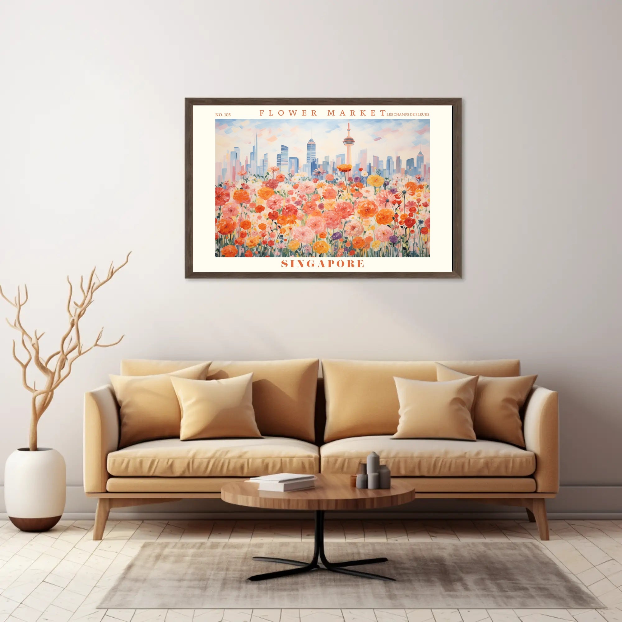 Singapore Flower Market Urban Cityscape Poster