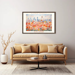 Singapore Flower Market Urban Cityscape Poster