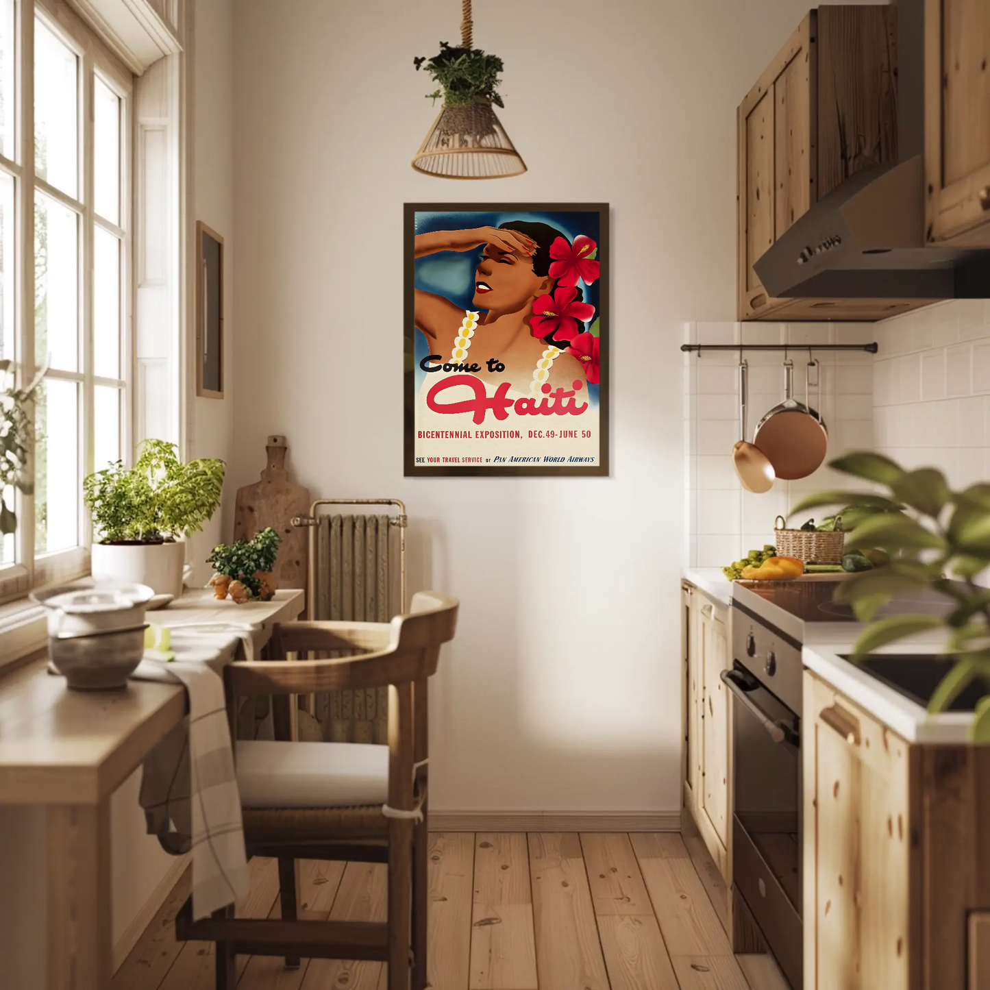 Haiti Vintage Poster Woman Flowers