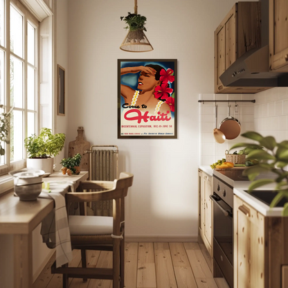 Haiti Vintage Poster Woman Flowers