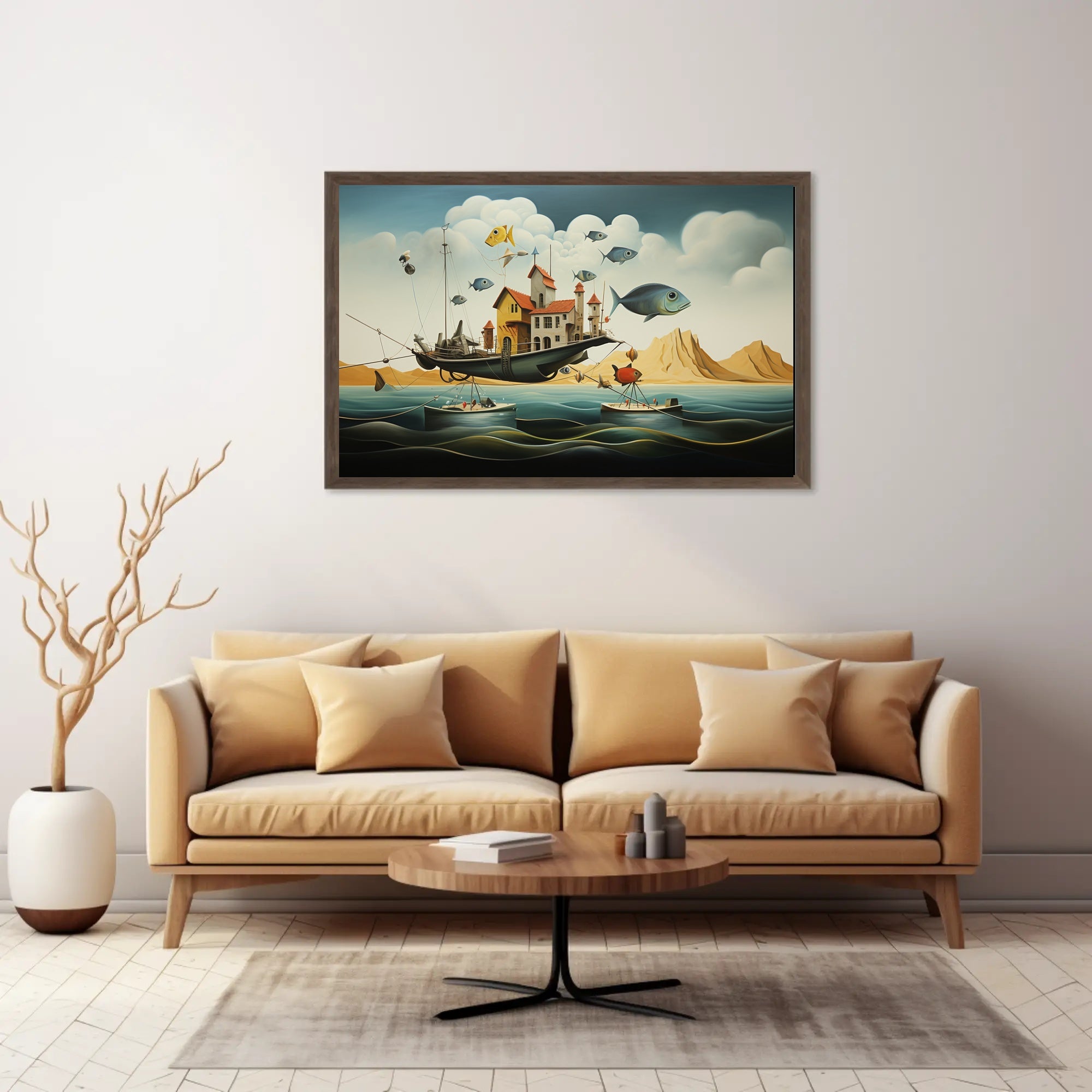 Fantastical Airborne Ship Fantasy Poster
