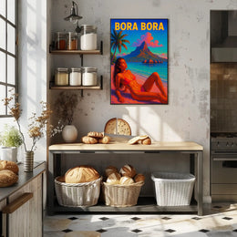 Vibrant Bora Bora Beach Scene in Travel Poster PosterGoat