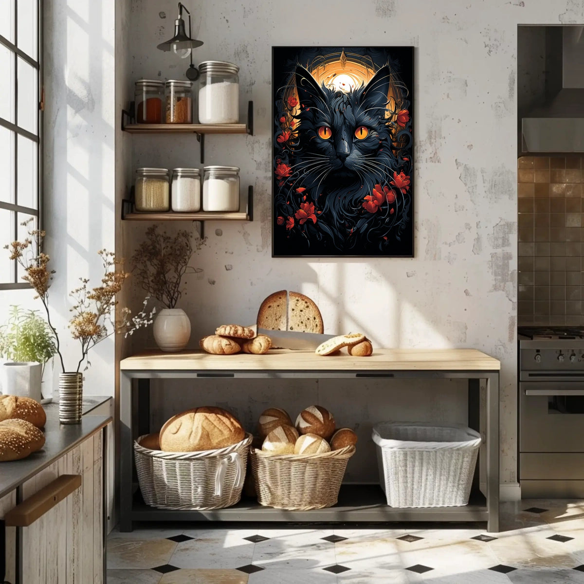 Exquisite Black Cat with Mesmerizing Eyes Animal Poster