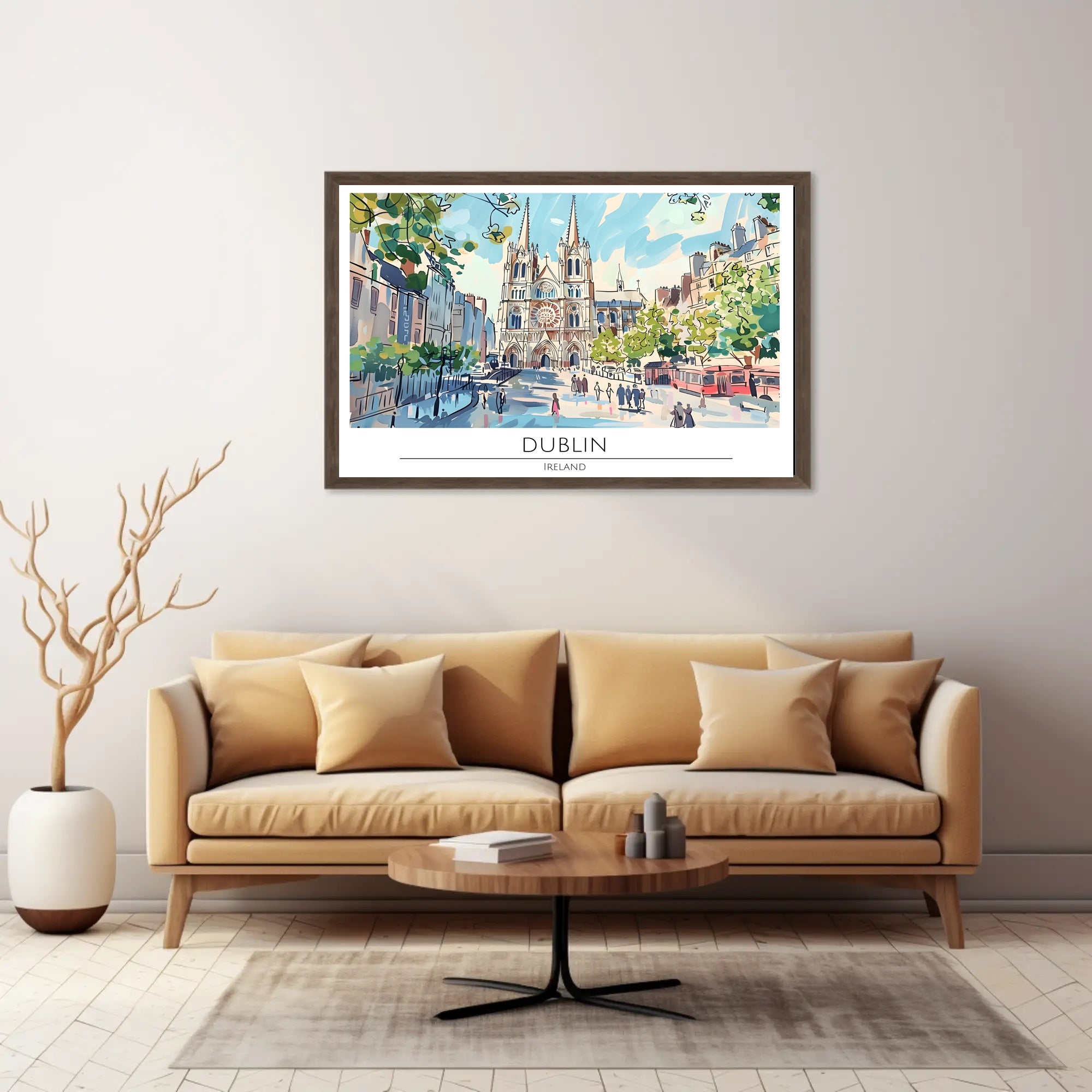 Dublin Cityscape Illustration Poster PosterGoat