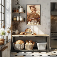 Frau im Luftschutz Poster PosterGoat