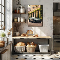 Luxury Green Sports Car at Elegant Mansion Poster