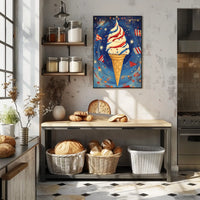 Vibrant Ice Cream Swirl Artwork With Confetti Poster
