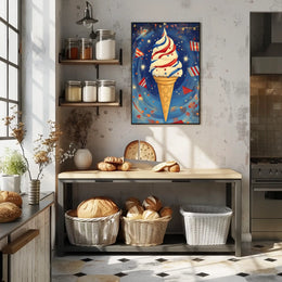 Vibrant Ice Cream Swirl Artwork With Confetti Poster