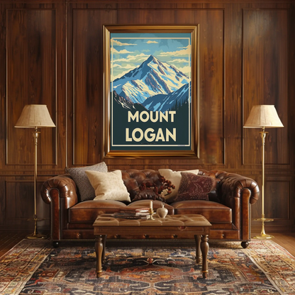 Mount Logan Snow Peak Vintage Travel Poster