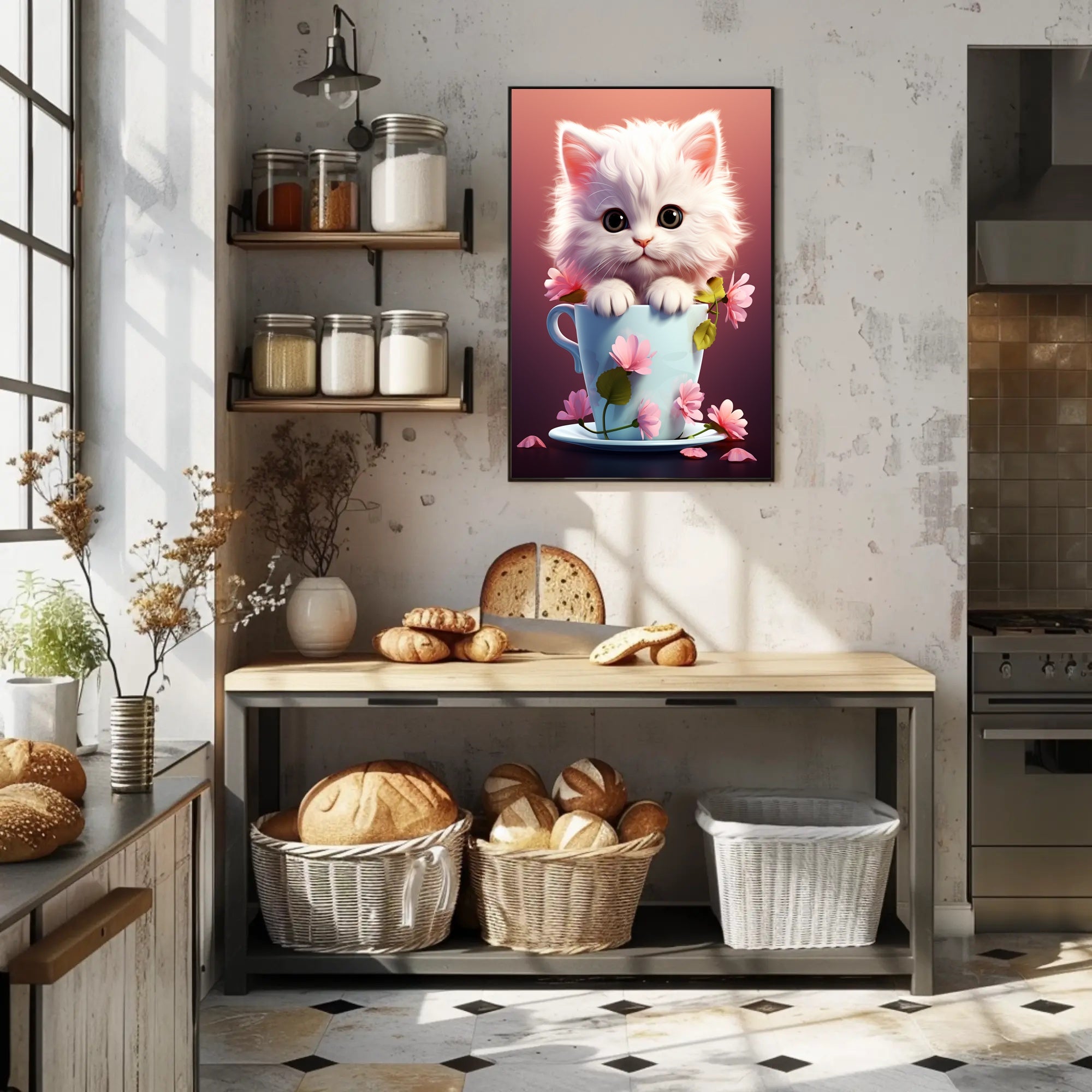 Kitten In A Teacup Poster PosterGoat