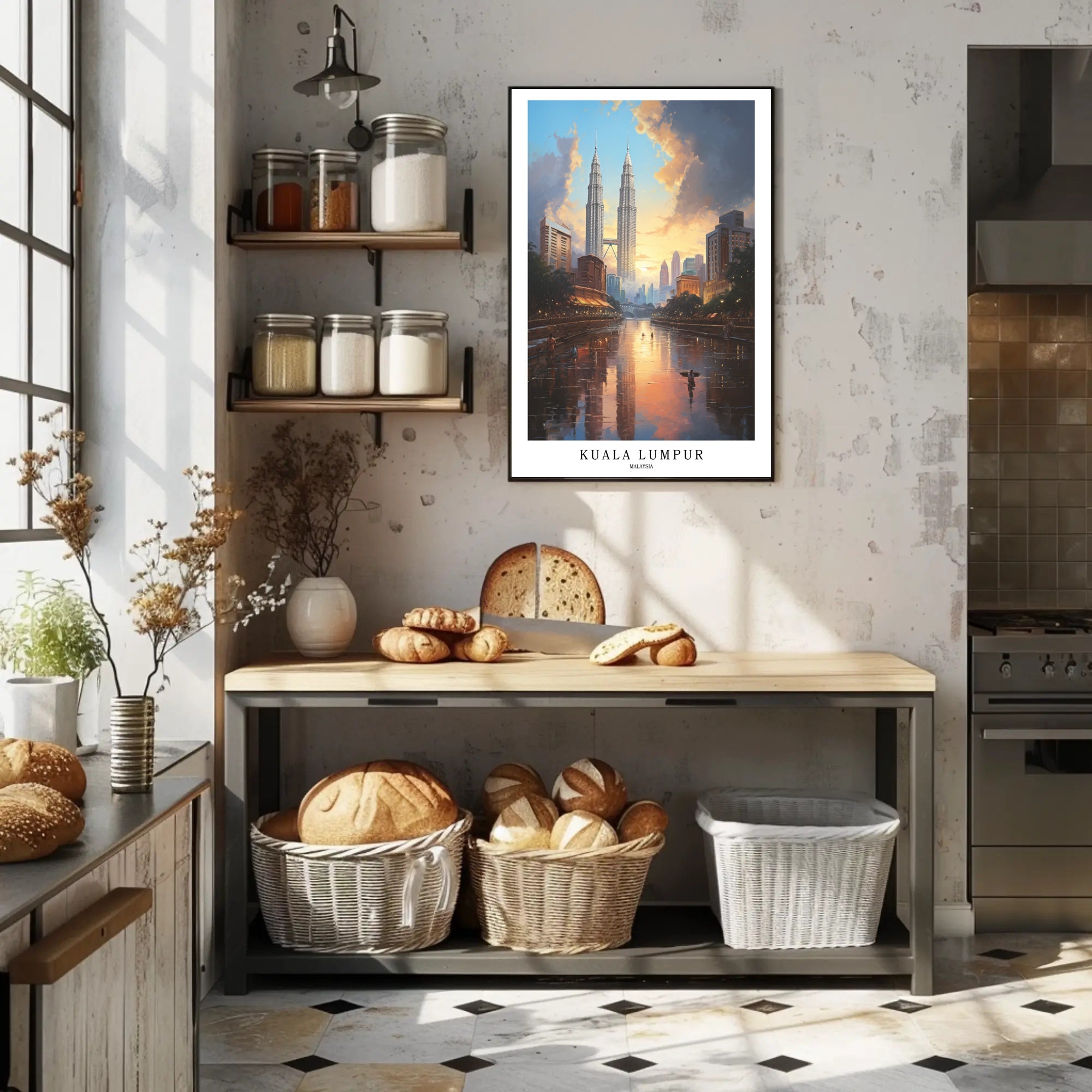 Kuala Lumpur Cityscape Art featuring Petronas Twin Towers Poster PosterGoat