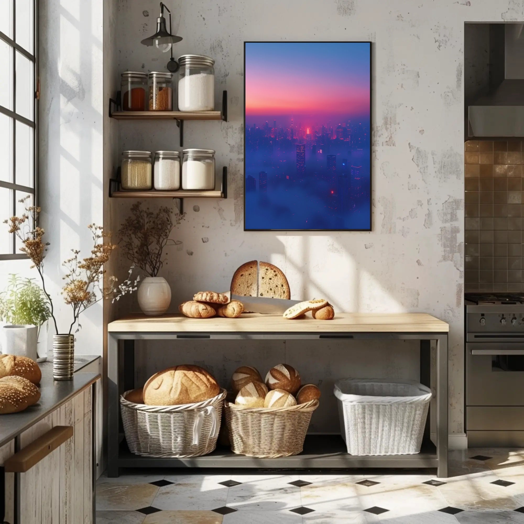 Vibrant Urban Skyline at Dusk Cityscape Poster PosterGoat