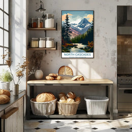 North Cascades Vintage Landscape Art National Park Poster