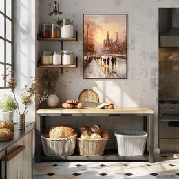 Winter Stroll By St. BasilS Cathedral Poster