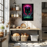 Mystical Cube In A Surreal Landscape Poster