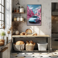 Futuristic Drive in a Surreal Landscape Poster PosterGoat