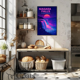 Niagara Falls Vaporwave Retro-futuristic Artistic Poster