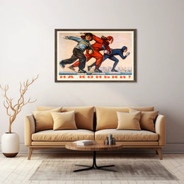 Speed Skating Action: Dynamic Mid-Century Sports Poster
