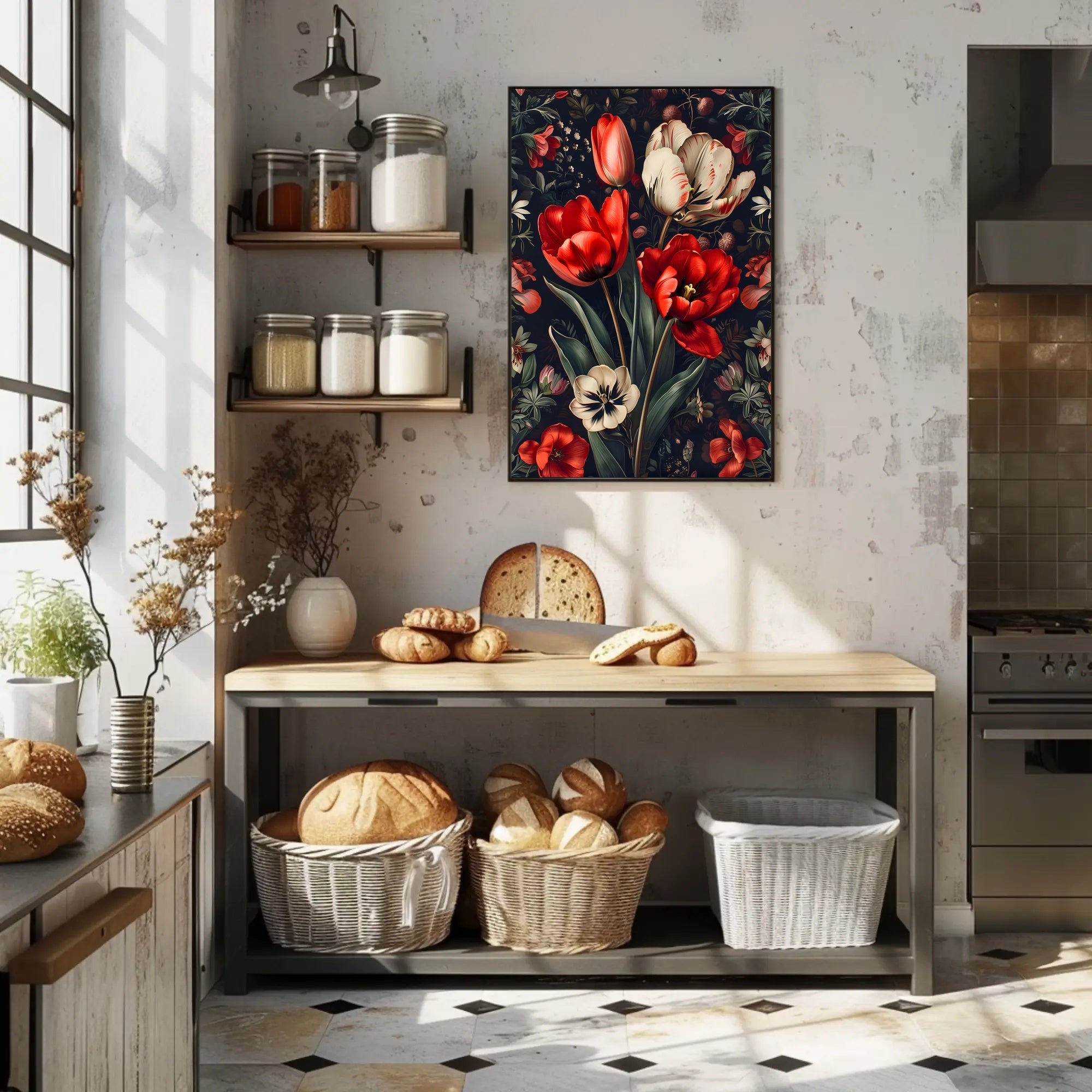 Botanical Elegance: Artistic Tulip Bouquet Poster