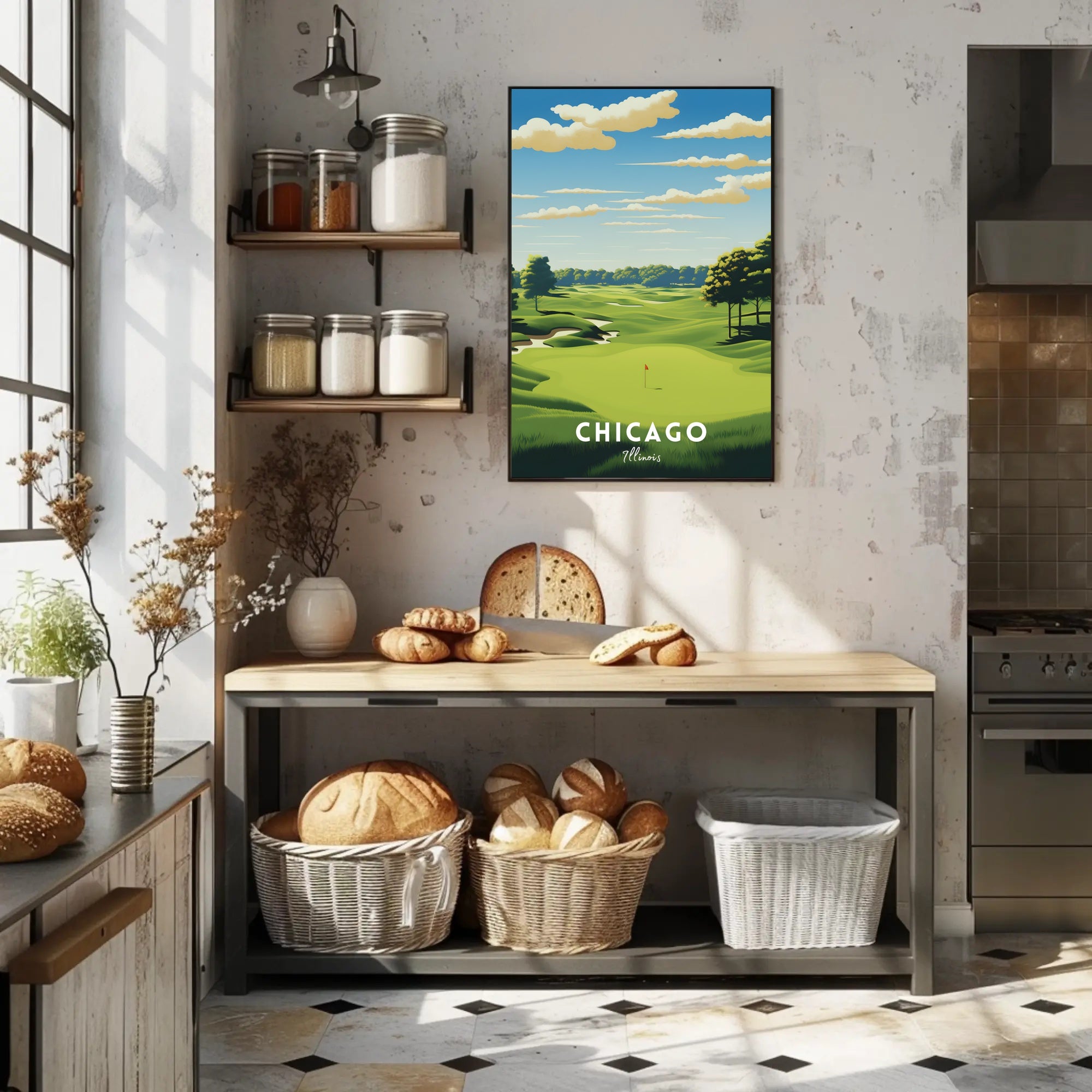 Chicago Golf Course Scenic Travel Poster