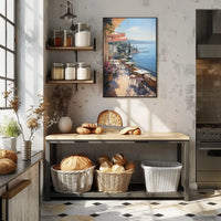 Mediterranean Seaside Terrace Travel Poster