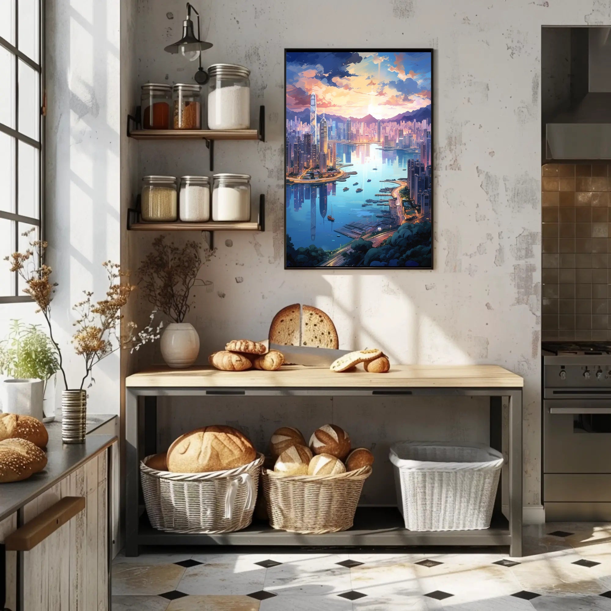 Modern Cityscape Art Vibrant Urban Scene Artistic Poster