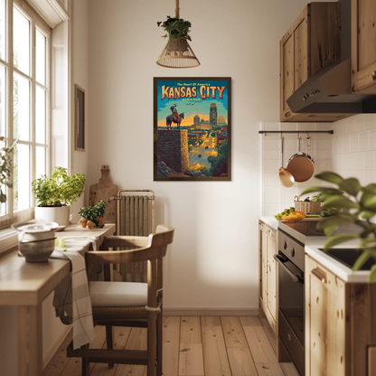 Kansas City The Heart of America Overlook Vintage Travel Poster