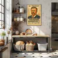 Theodore Roosevelt 26th President of the United States Exaggerated Cartoon Sketch Poster