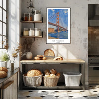 Golden Gate Bridge Watercolor Urban or Cityscape Poster PosterGoat