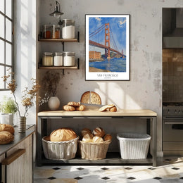Golden Gate Bridge Watercolor Urban or Cityscape Poster PosterGoat