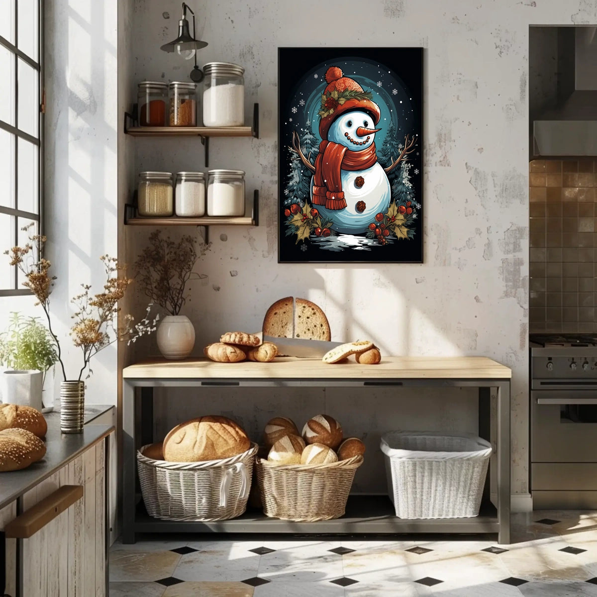 Festive Snowman In Winter Wonderland Poster
