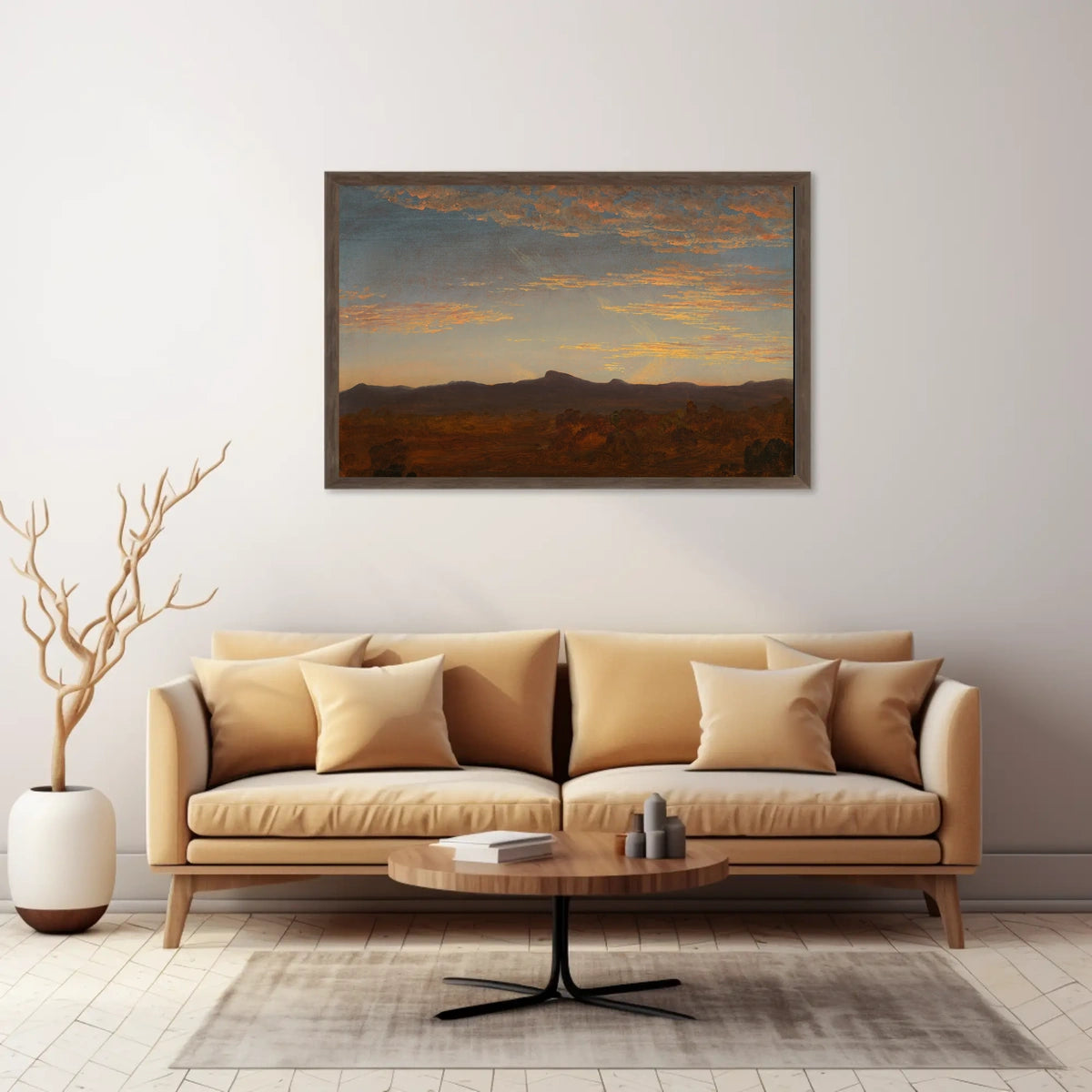 Serene Landscape Painting of Sunset: Artistic Poster