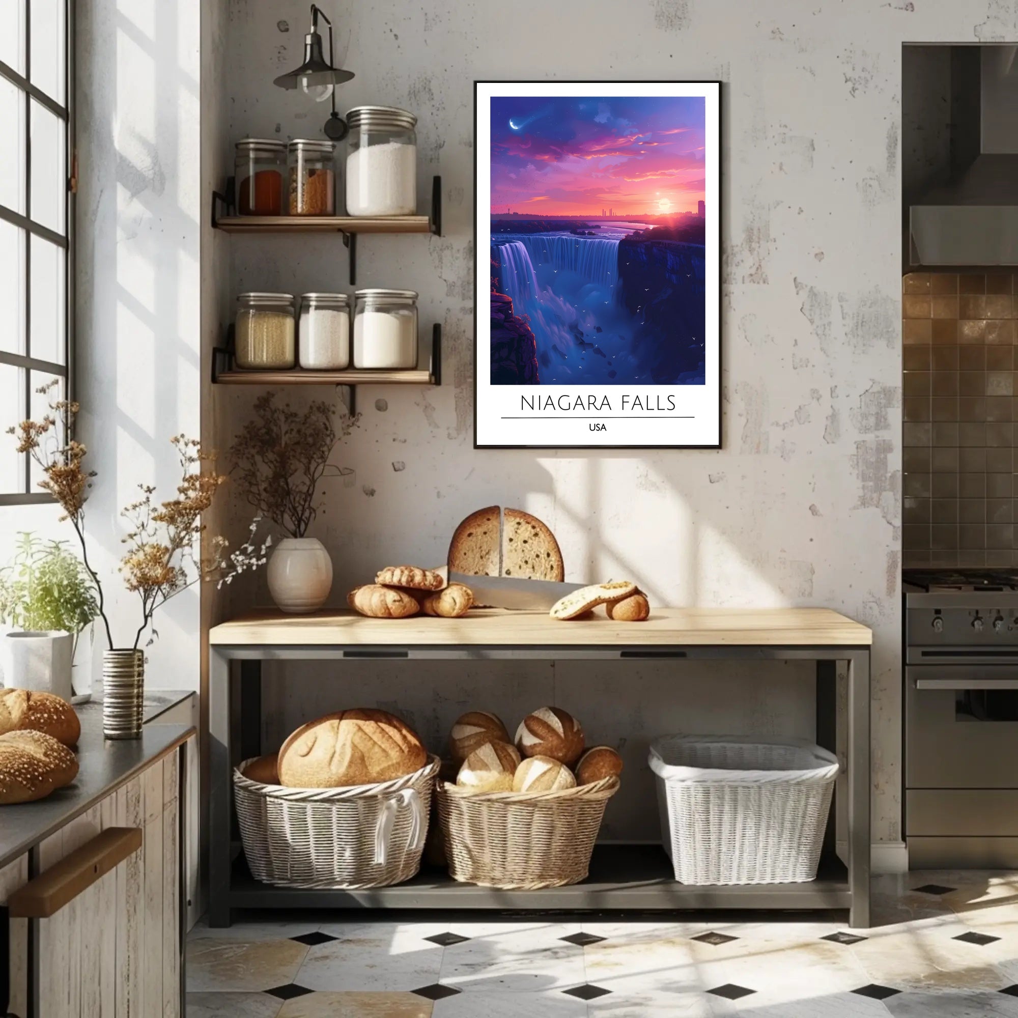 Niagara Falls Sunset Travel Poster