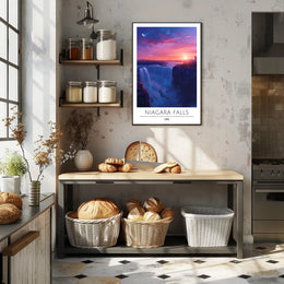 Niagara Falls Sunset Travel Poster