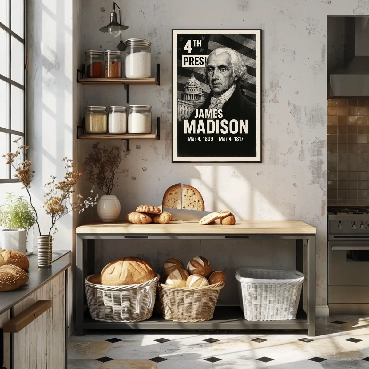 James Madison 4th President of the United States Digital Montaje Poster