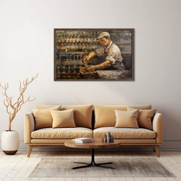Vintage Bartender Craftsmanship Impressionistic Art Poster