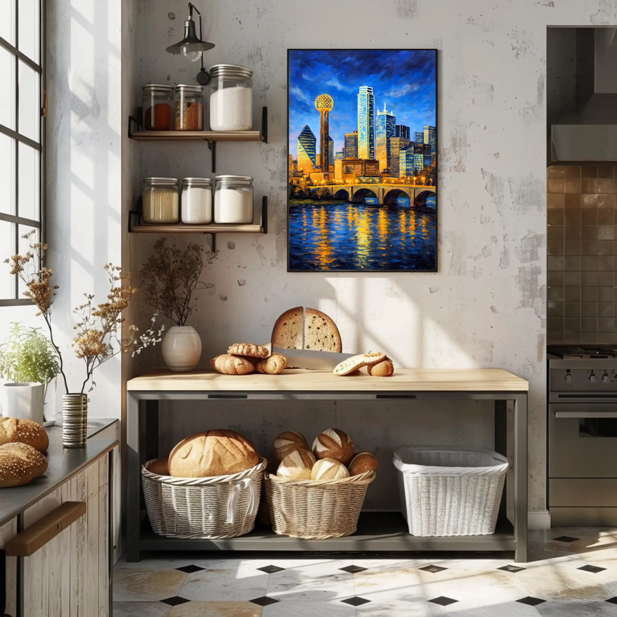 Illuminated Cityscape at Dusk Poster PosterGoat