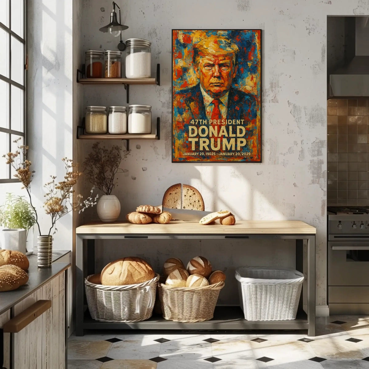 Bold Abstract Portrait: Futuristic Political Art Poster