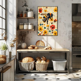 Vibrant Bee Meadow Art Print: Animal Poster
