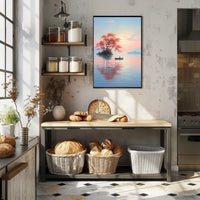 Serene Lake Rowing Scene: Abstract, Artistic, or Pop Culture Poster