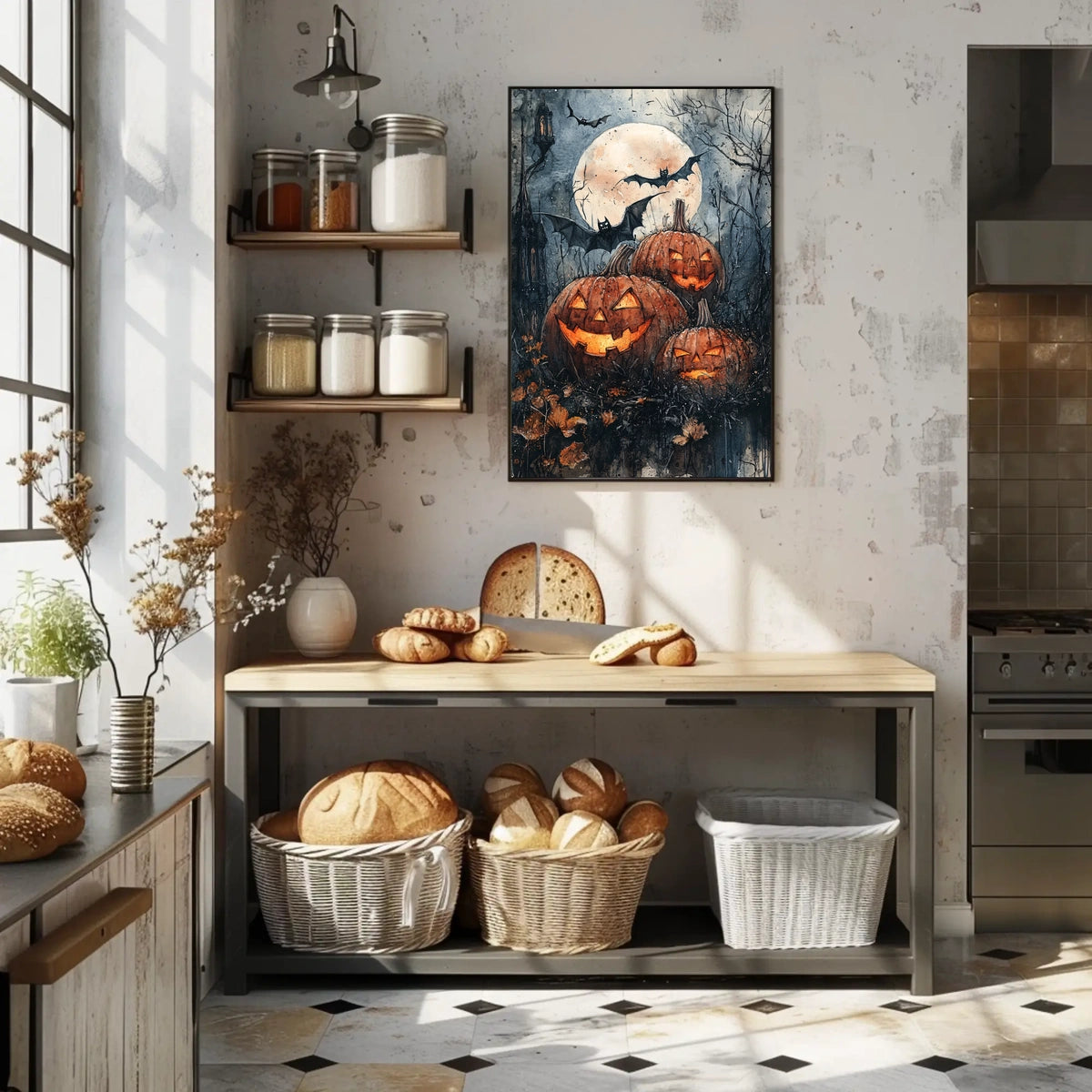 Halloween Moonlit Jack-O’-Lantern Scene Cultural or Heritage Poster